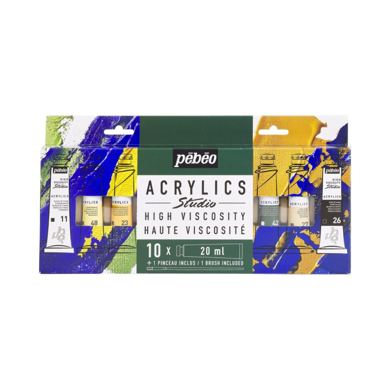 Studio Akrylová sada, 10 x 20 ml + štětec