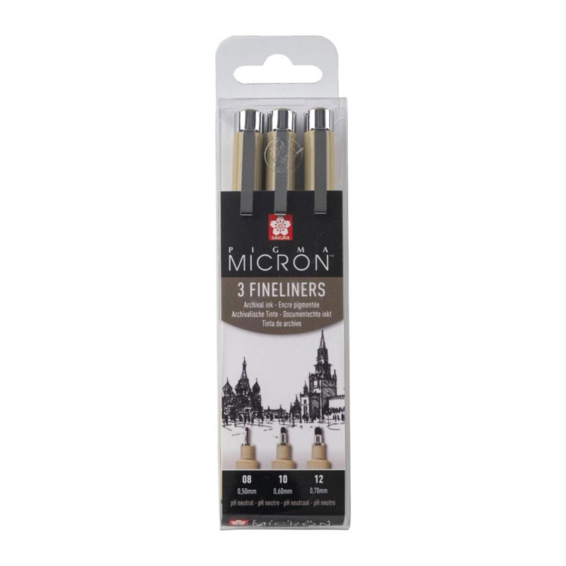 SAKURA Pigma Micron fineliner, sada 3 ks, černá 