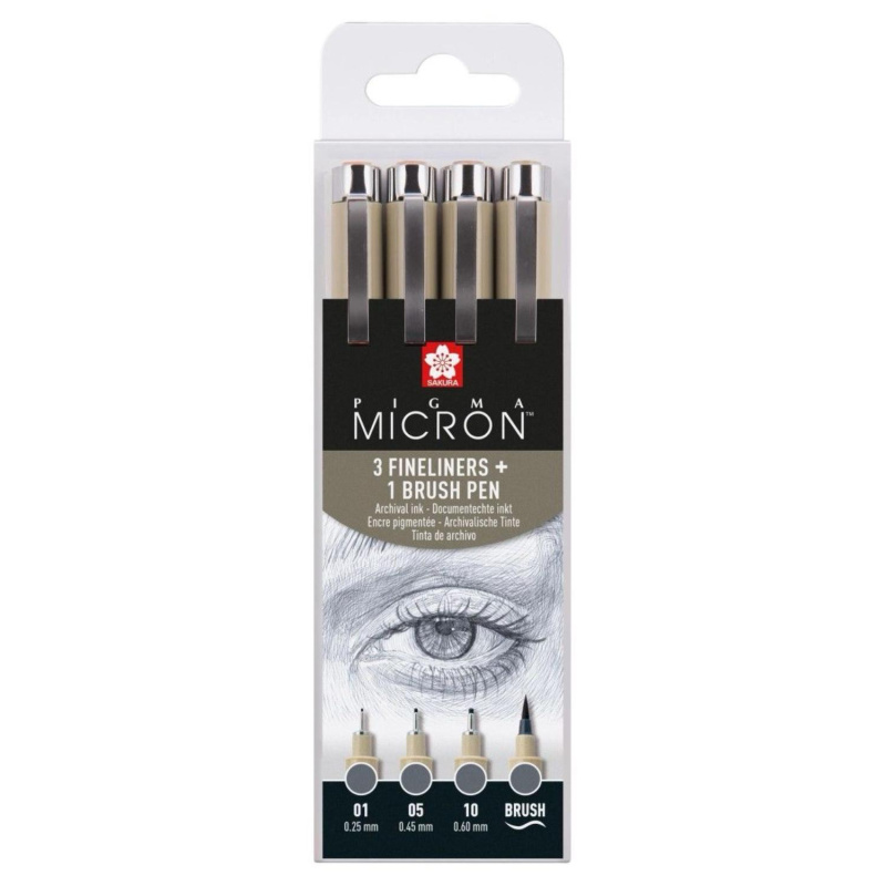 SAKURA Pigma Micron fineliner, sada 4 kusů Cool Gray