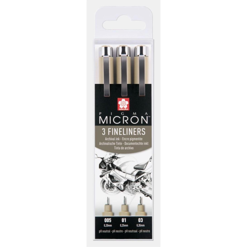 SAKURA Pigma Micron fineliner, Designová sada 3 ks 
