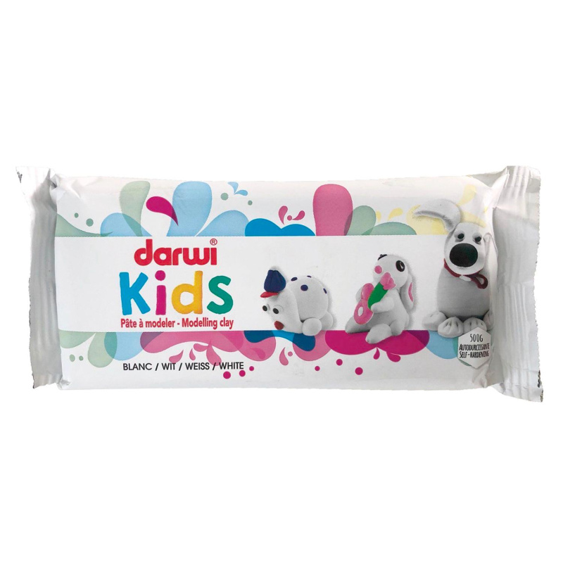 Samotvrdnoucí modelovací hmota DARWI KIDS 500 g, bílá 