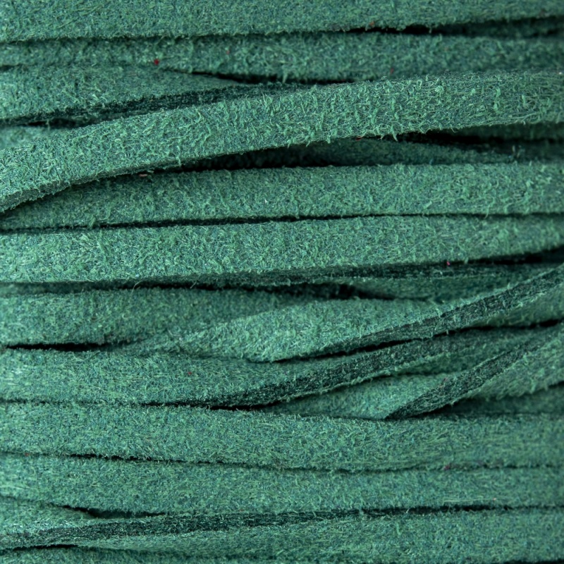 Semišová šňůrka, tmavá zelená, 1 m