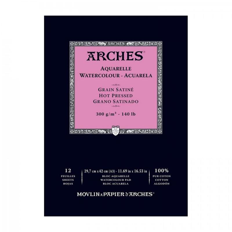 Skicař Arches na akvarel HP, 29,7 x 42 cm, 300 g, 12 listů
