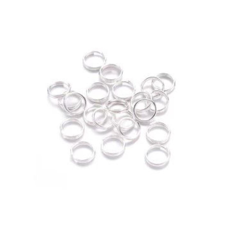 Spojovací kroužek dvojitý 8 x 0,7 mm, stříbrný 10 ks