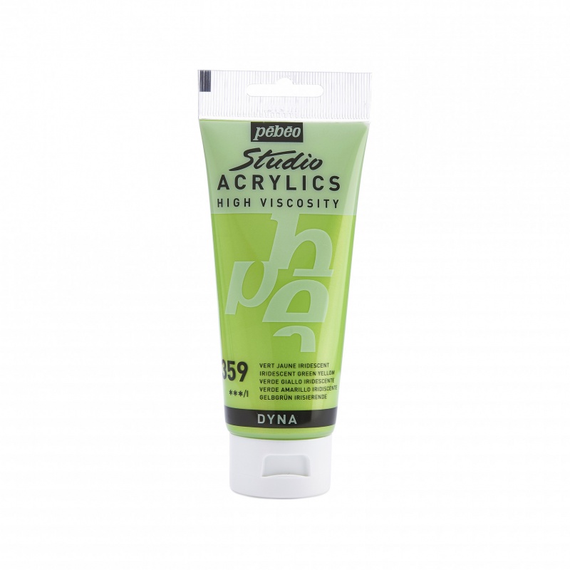 Studio Acrylics 100 ml, 359 iridescence. Green yellow