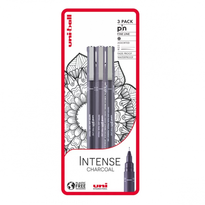 UNI PIN sada 3 kreslicích fixů Intense Charcoal