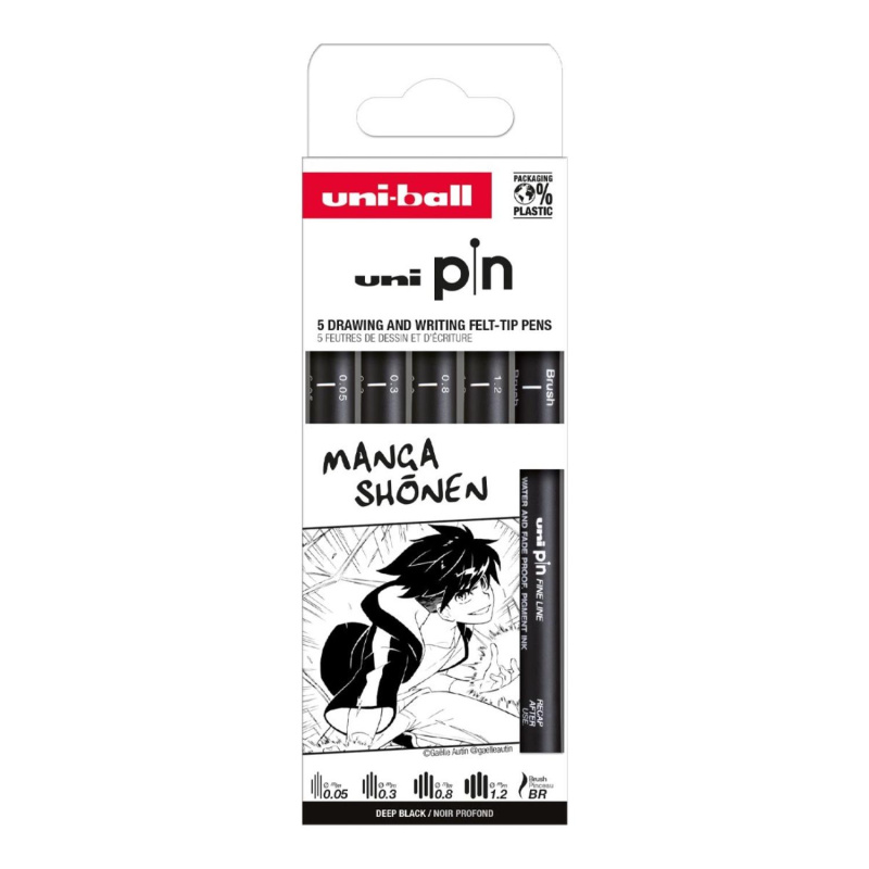 UNI PIN sada 5 ks lineru Drawing Manga Shonen 