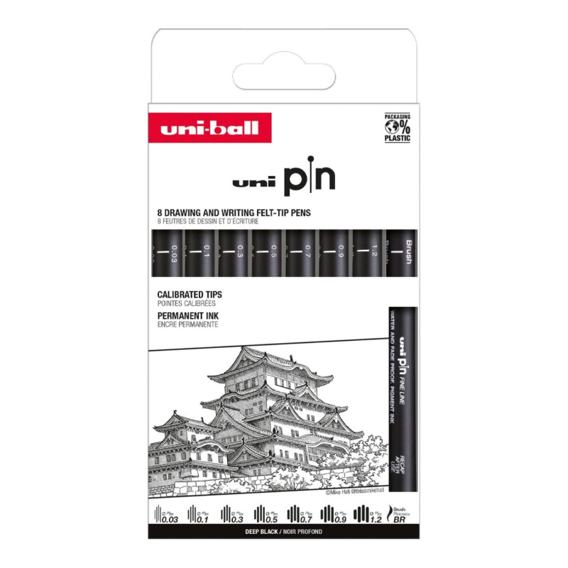 UNI PIN sada 8 ks lineru Black Classic 2