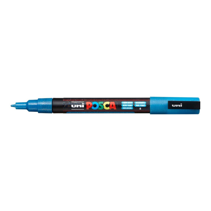 Popisovač Uni Posca PC-3ML, 1,3 mm, světle modrý glitter 