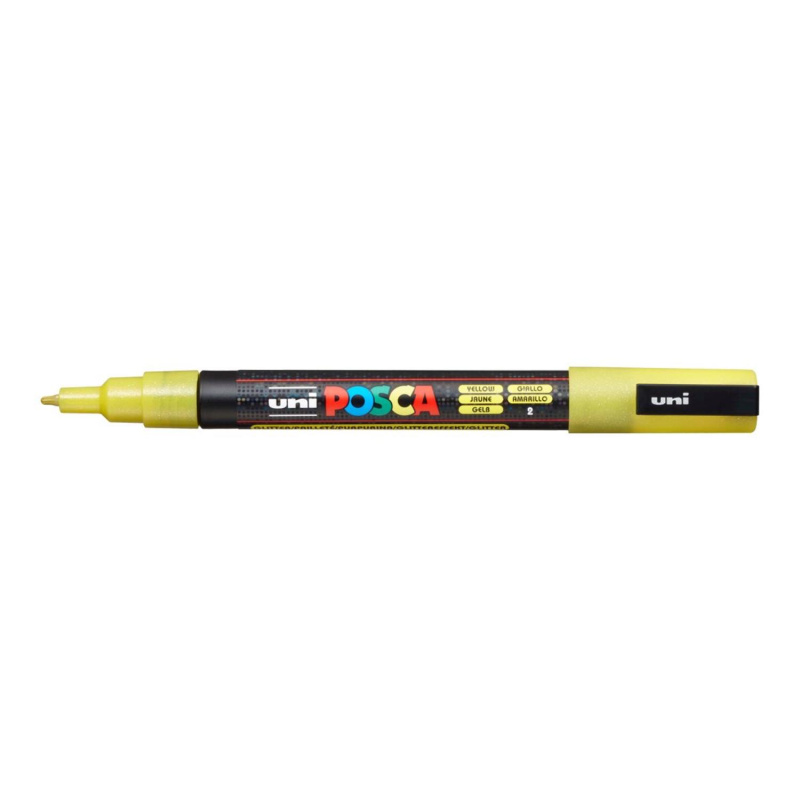 Popisovač Uni Posca PC-3ML, 1,3 mm, žlutý glitter