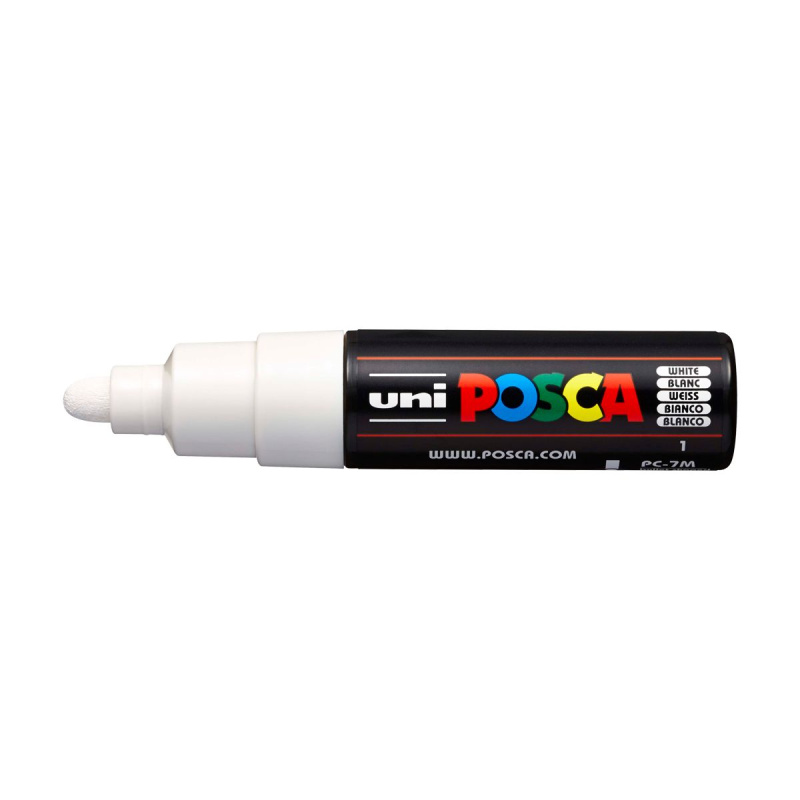 Popisovač Uni Posca PC-7M, 4,5-5,5 mm, bílý 