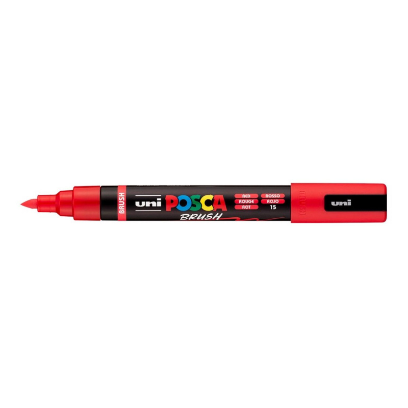 Popisovač UNI POSCA se štětečkovým hrotem 1 - 4 mm, červený
