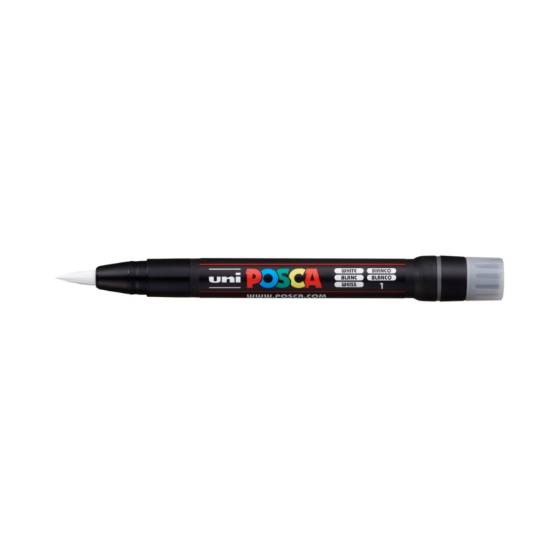 Popisovač UNI POSCA se štětečkovým hrotem, bílý