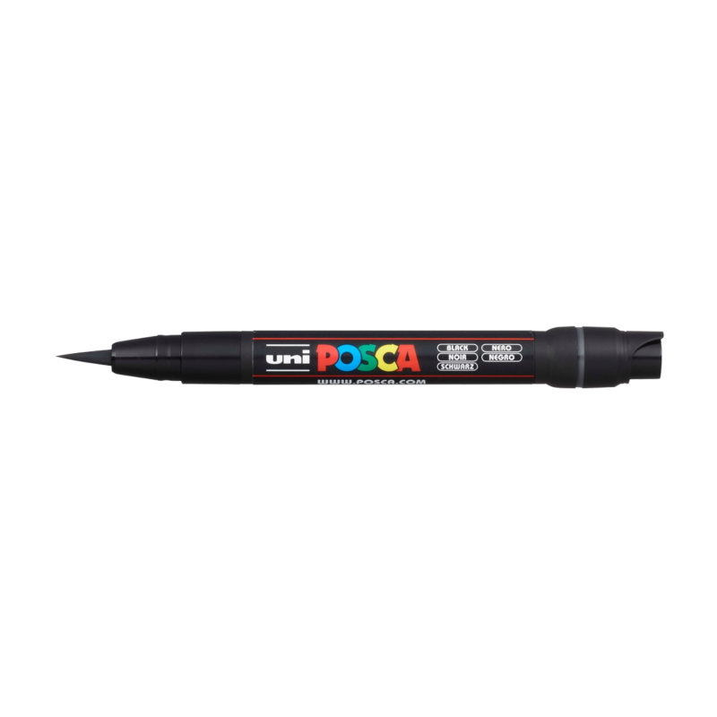 Popisovač UNI POSCA se štětečkovým hrotem, černý