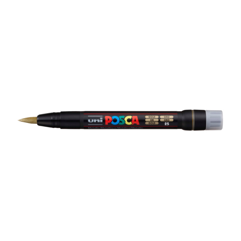 Popisovač UNI POSCA se štětečkovým hrotem, zlatý