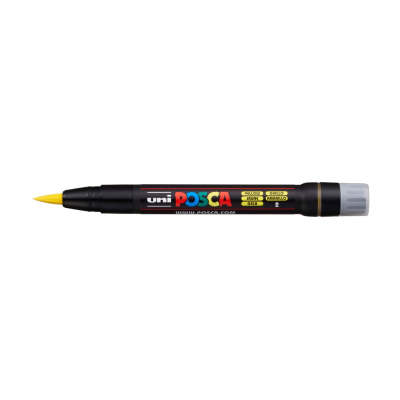 Popisovač UNI POSCA se štětečkovým hrotem, žlutý