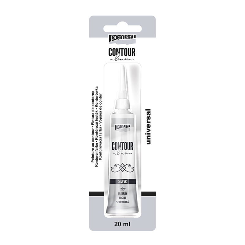 Univerzální konturovací barva 20 ml metalická stříbrná