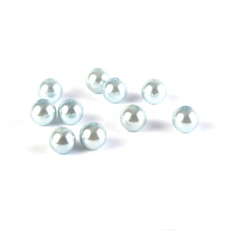 Voskované perly 10 mm světlá modrá 10 ks