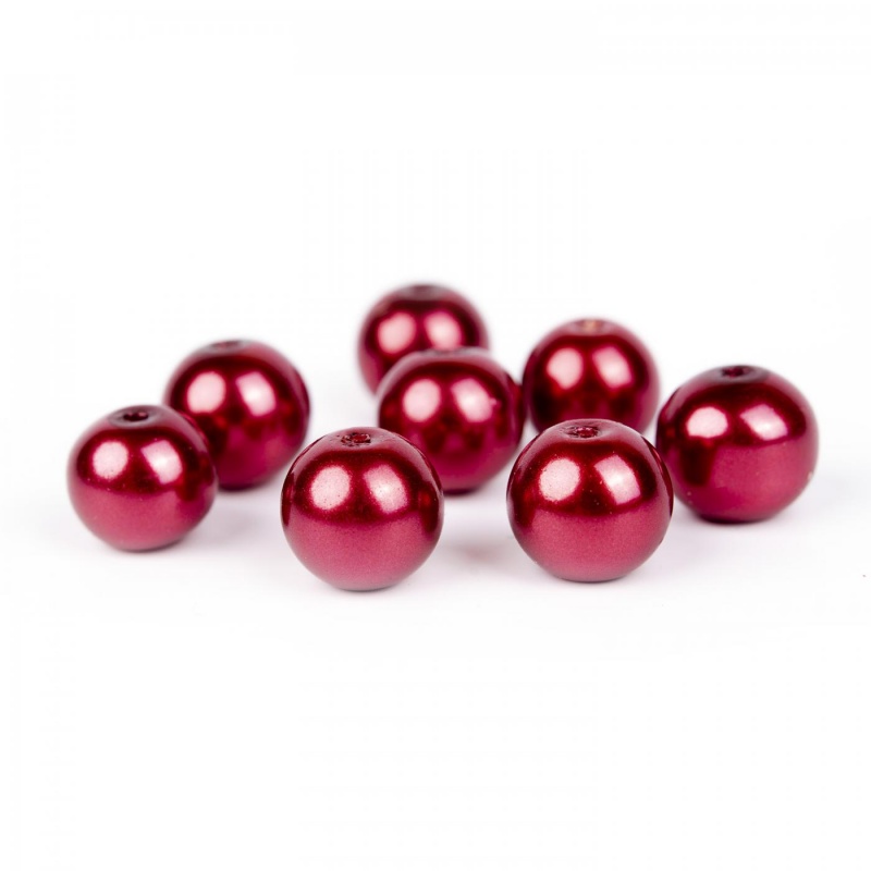 Voskované perly 10 mm tmavá červená 10 ks