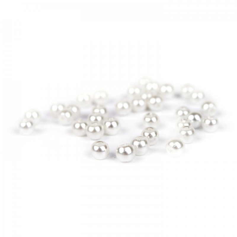 Voskované perly 4 mm bílá 50 ks
