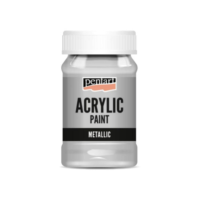 Akrylová barva 100 ml, metalická stříbrná