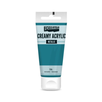 Akrylová barva krémová, metalická, tyrkysová, 60 ml