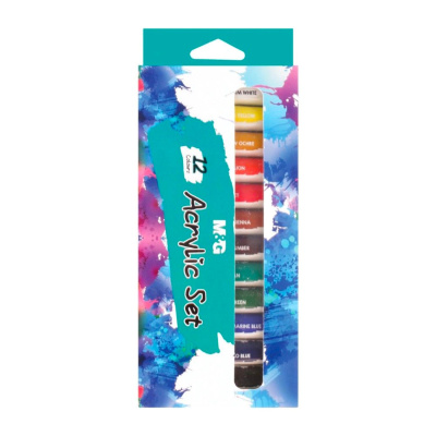 Akrylové barby M&G, 12 x 12 ml