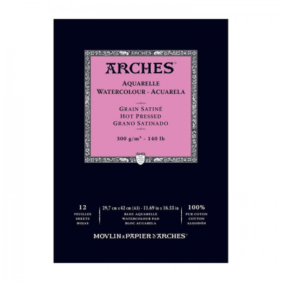 Arches skicák na akvarel HP, 29,7 x 42 cm, 300 g, 12 listů