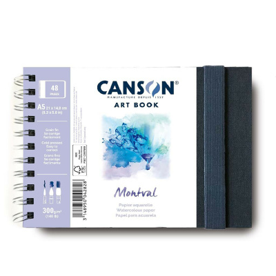 Art Book, CANSON MONTVAL Aquarelle CP, skicák A5, 300g, 48 listů