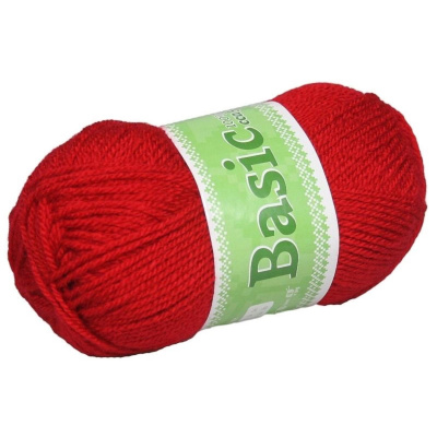 Basic, akrylová příze, 50 g, cca 150 m, 933 červená 