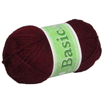 Basic, akrylová příze, 50 g, cca 150 m, 935 tmavá vínová 