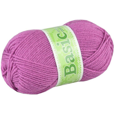Basic, akrylová příze, 50 g, cca 150 m, 950 fialová starorůžová 