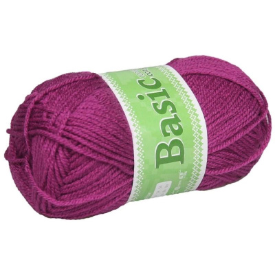 Basic, akrylová příze, 50 g, cca 150 m, 951 ostružinová