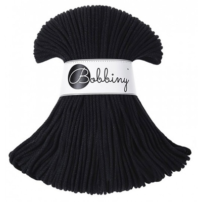 Bobbiny, Macramé pletená šňůra, 3 mm, 100 m, Black