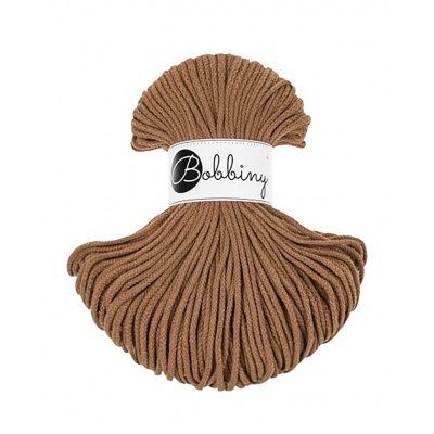 Bobbiny, Macramé pletená šňůra, 3 mm, 100 m, Caramel