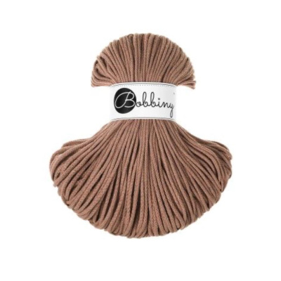 Bobbiny, pletená šňůra Macramé, 3 mm, 100 m, moka pěna