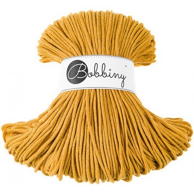 Bobbiny, Macramé pletená šňůra, 3 mm, 100 m, Mustard