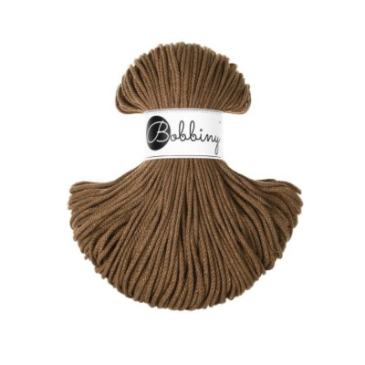 Bobbiny, pletená šňůra Macramé, 3 mm, 100 m, ořechově hnědá 