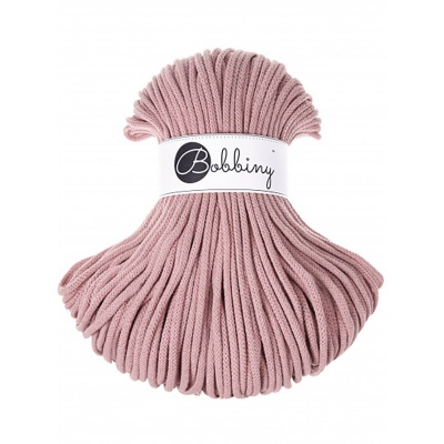 Bobbiny, Macramé pletená šňůra, 5 mm, 100 m, Blush