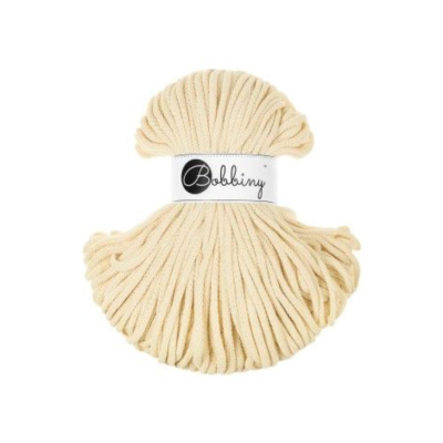 Bobbiny, Macramé pletená šňůra, 5 mm, 100 m, Butter Yellow
