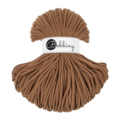 Bobbiny, Macramé pletená šňůra, 5 mm, 100 m, Caramel