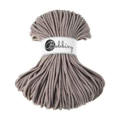 Bobbiny, Macramé pletená šňůra, 5 mm, 100 m, kávová 