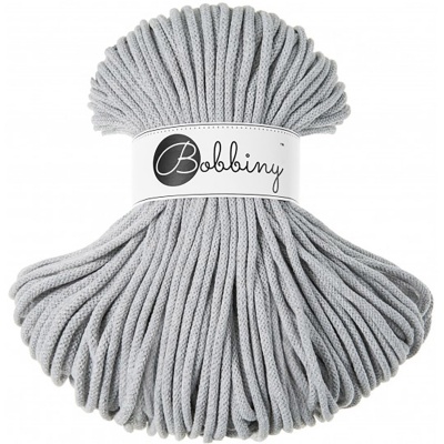 Bobbiny, Macramé pletená šňůra, 5 mm, 100 m, Light Grey