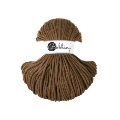 Bobbiny, Macramé pletená šňůra, 5 mm, 100 m, ořechově hnědá