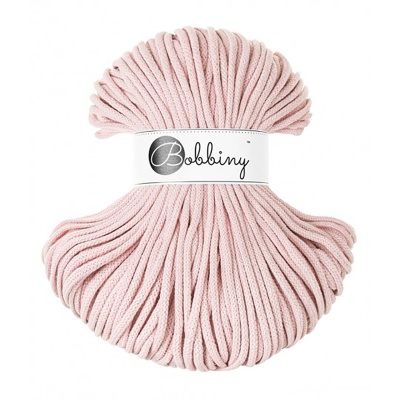 Bobbiny, Macramé pletená šňůra, 5 mm, 100 m, Pastel Pink