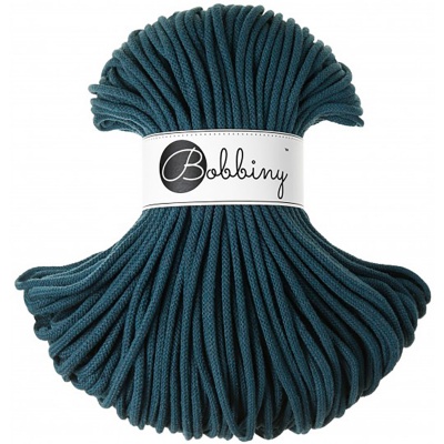 Bobbiny, Macramé pletená šňůra, 5 mm, 100 m, Peacock blue