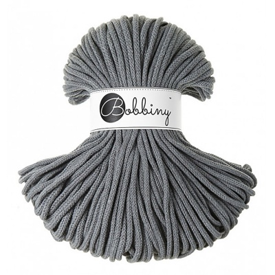 Bobbiny, Macramé pletená šňůra, 5 mm, 100 m, Steel