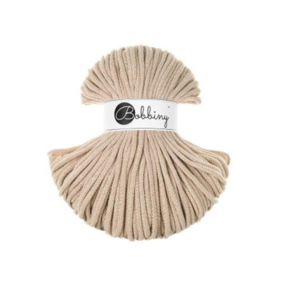 Bobbiny, pletená šňůra Macramé, 5 mm, 100 m, teplá béžová 