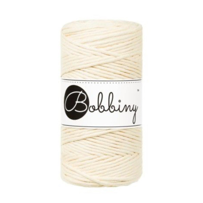 Bobbiny, kroucená šňůra Macramé, 3 mm, 100 m, máslová žlutá