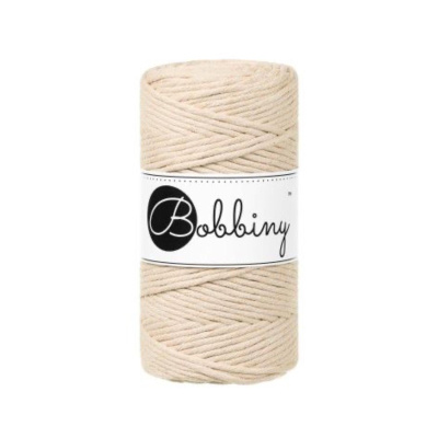 Bobbiny, kroucená šňůra Macramé, 3 mm, 100 m, teplá béžová